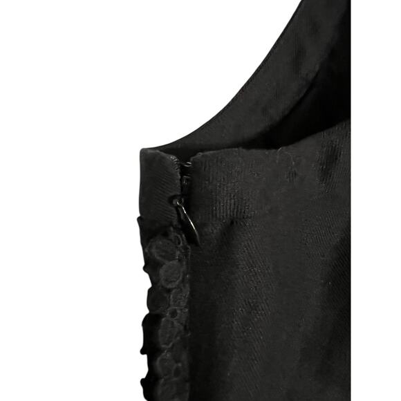 Anthropologie Postmark Mini Shift Dress Black Linen Floral Lace Tank Halter 10 - Picture 5 of 16